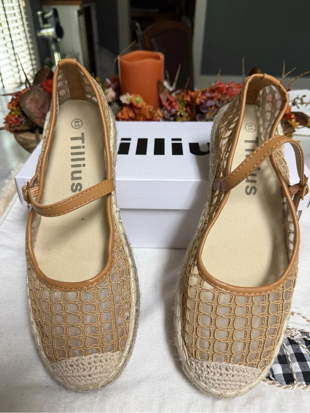 Women’s Tan Espadrille Mary Jane Flats